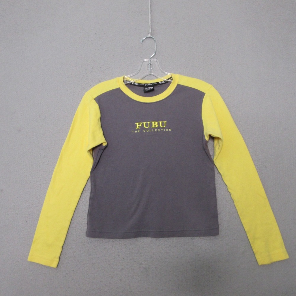 Vintage FUBU Baby T Shirt Women Small‎ Baseball Raglan Embroidered USA Y2K 90s